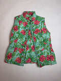 Lilly Pulitzer Spike the Punch Lauren Down Vest, mint with pink pineapples, front