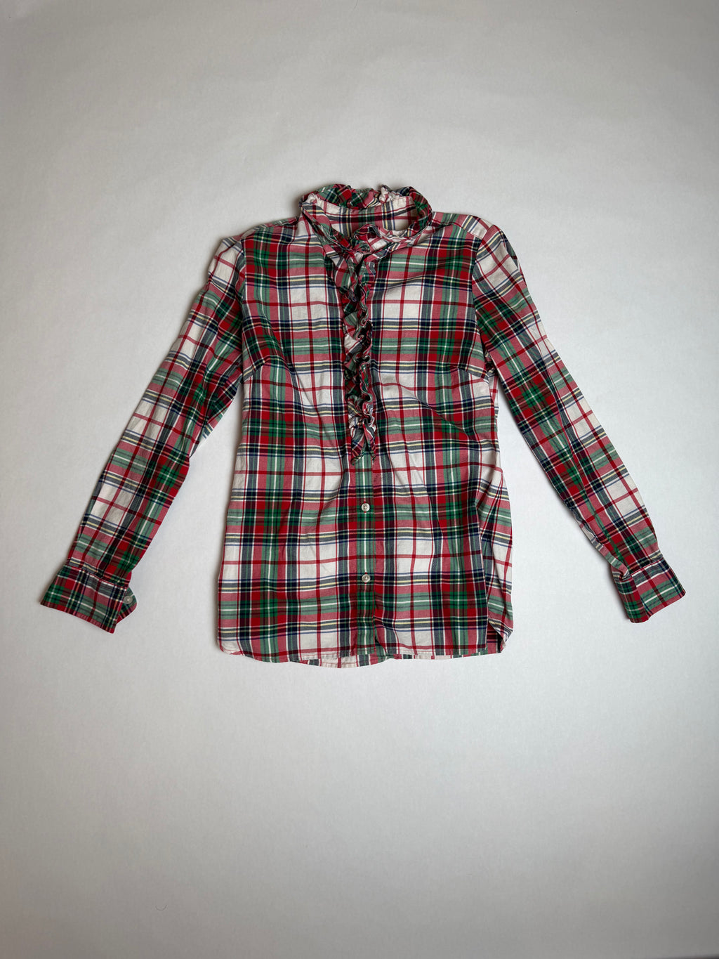 Vineyard Vines tartan ruffle-front button-up shirt