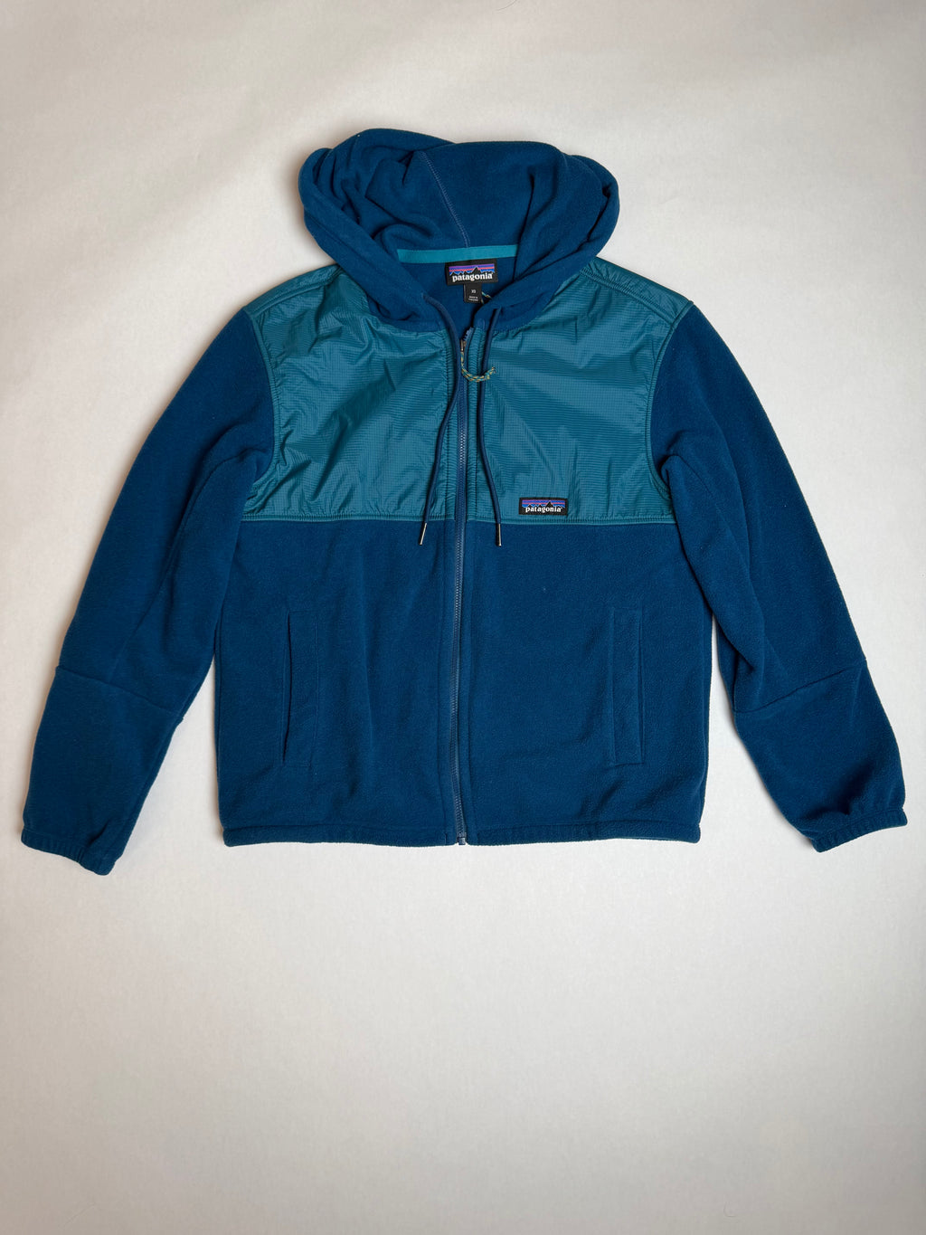 Patagonia Microdini hoody in navy with teal yoke