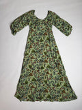 Chenara Dodge sage botanical puff-sleeve midi dress — front