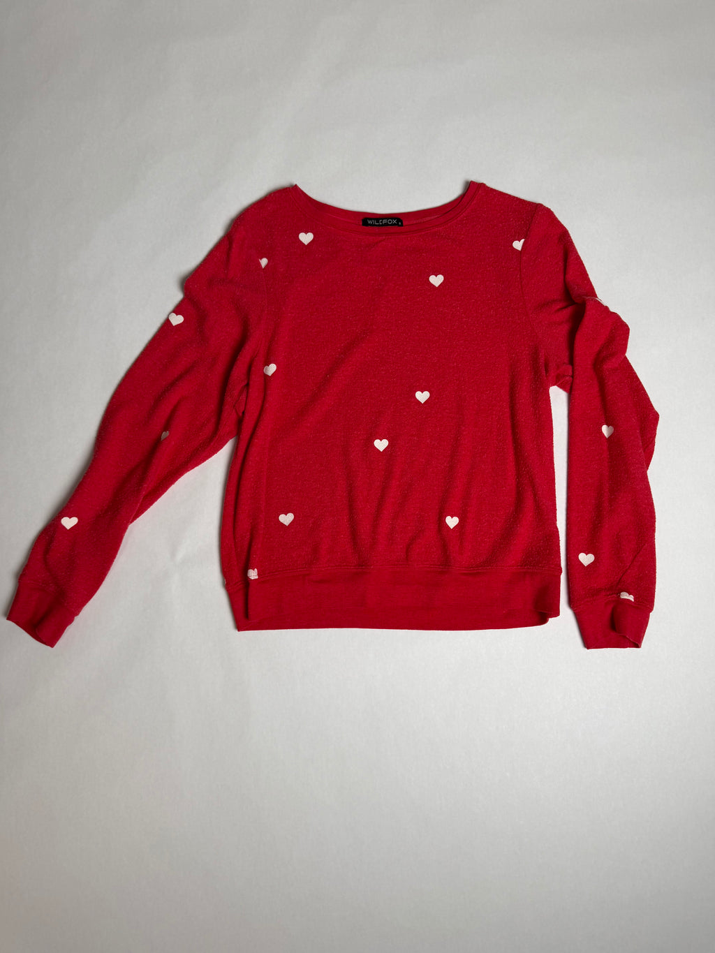 Wildfox red baggy beach jumper with hearts — front