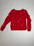 Wildfox red baggy beach jumper with hearts — front
