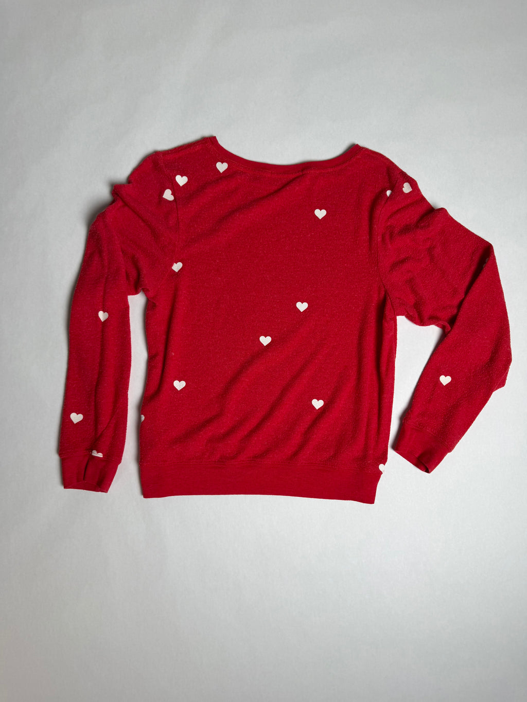 Wildfox red baggy beach jumper with hearts — back