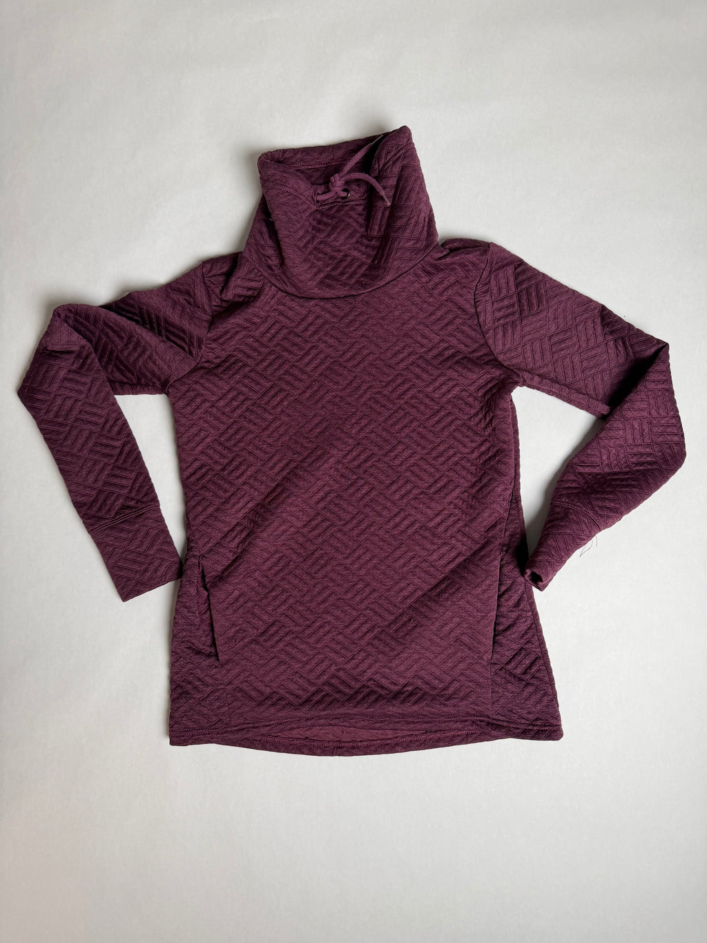 RBX burgundy cowl-neck textured pullover — front