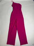 Crystal Sky magenta one-shoulder wide-leg jumpsuit — front