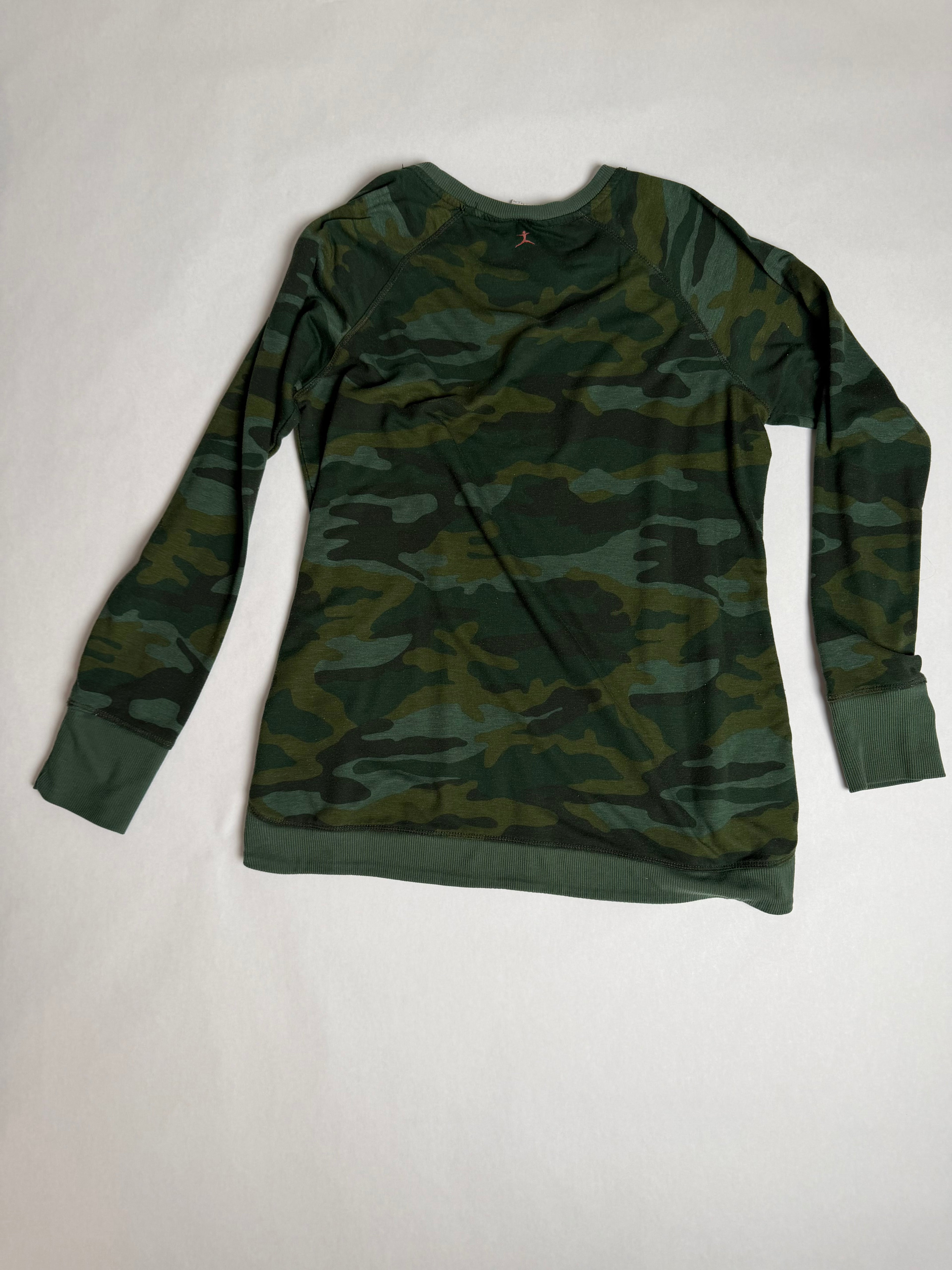 Danskin olive camo long-sleeve athletic pullover — back