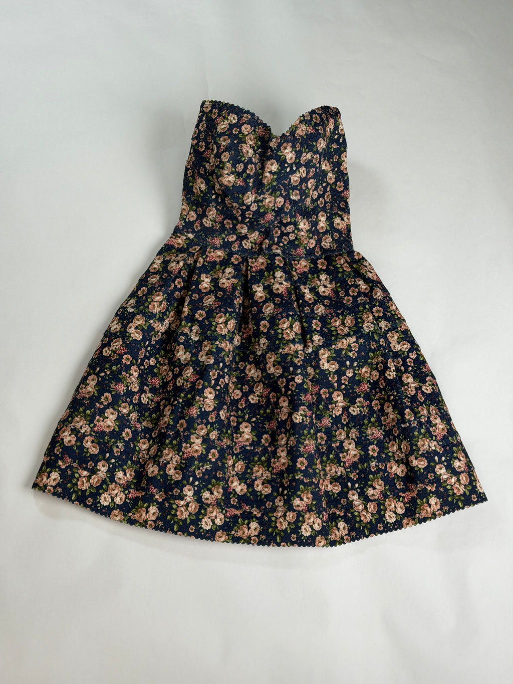 Sans Souci Navy Floral strapless mini dress