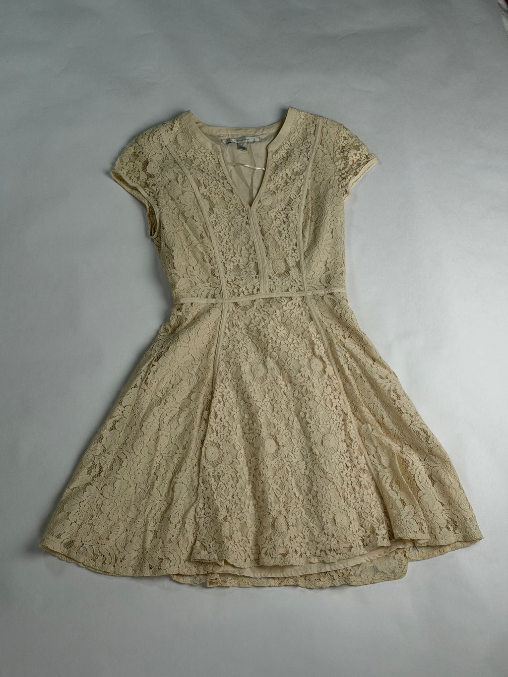 LC Lauren Conrad Cream lace fit-and-flare dress