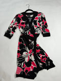 Alfani Black + Pink + White floral wrap dress
