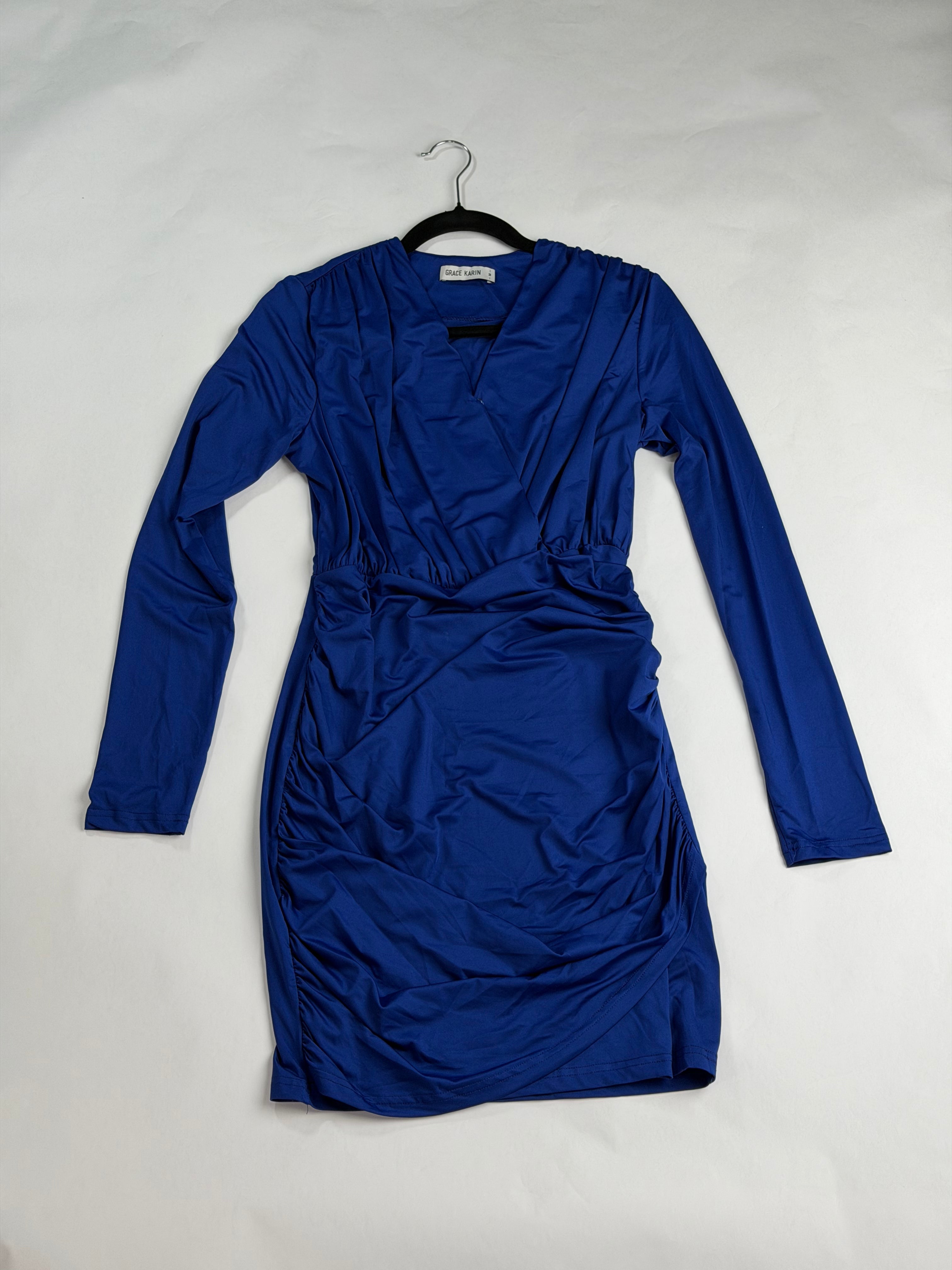Grace Karin Royal Blue ruched bodycon mini dress