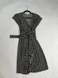 Maggy London Black + Cream chain-print midi wrap dress
