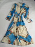 Caroline Constas Cream + Blue + Neutral shell-print maxi shirtdress