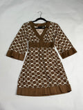 INC International Concepts Brown + Cream Dot Print empire-waist mini dress