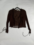 New York City Design Co. Chocolate Brown crinkle chiffon tie blouse