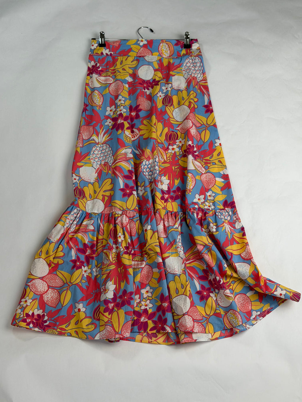 Talbots Multi fruits & flowers tiered maxi skirt