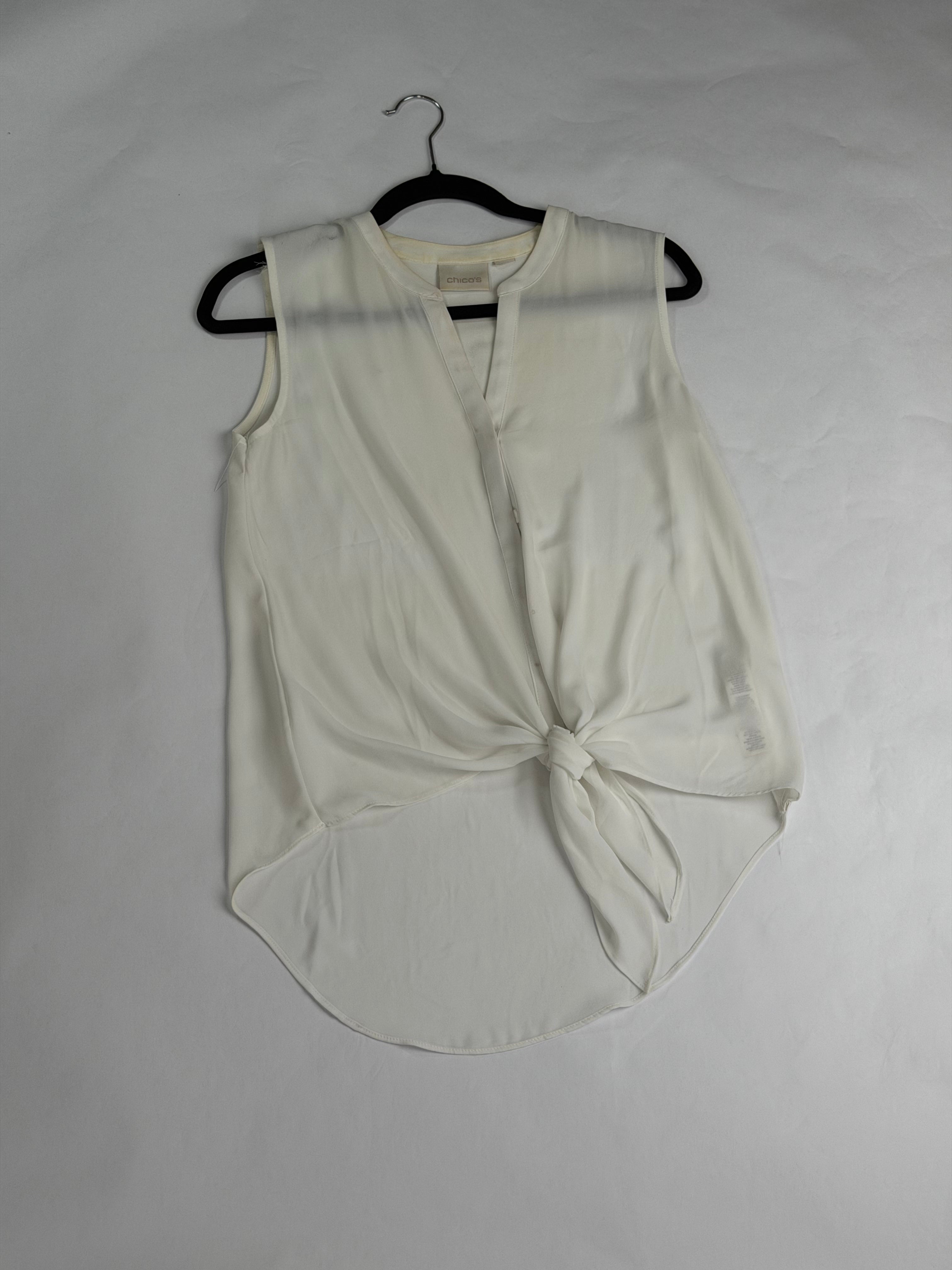 Chico's Ivory tie-front sleeveless blouse