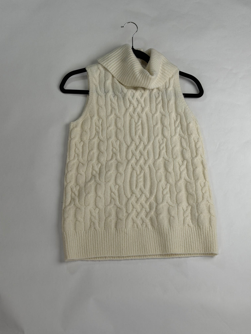 Talbots Cream cable-knit cowl sweater vest