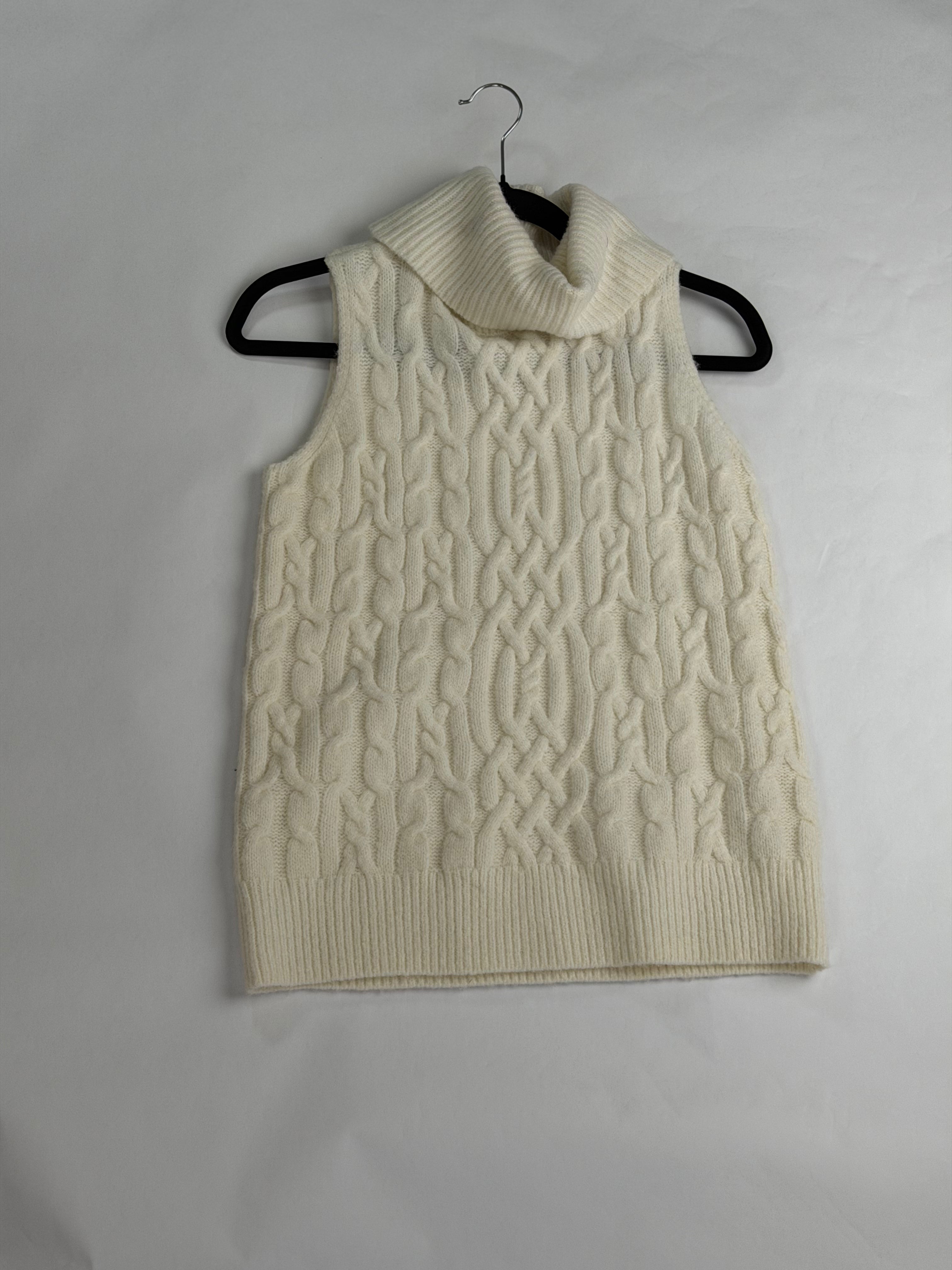 Talbots Cream cable-knit cowl sweater vest