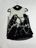 Karl Lagerfeld Paris Black + Cream brushstroke layered top