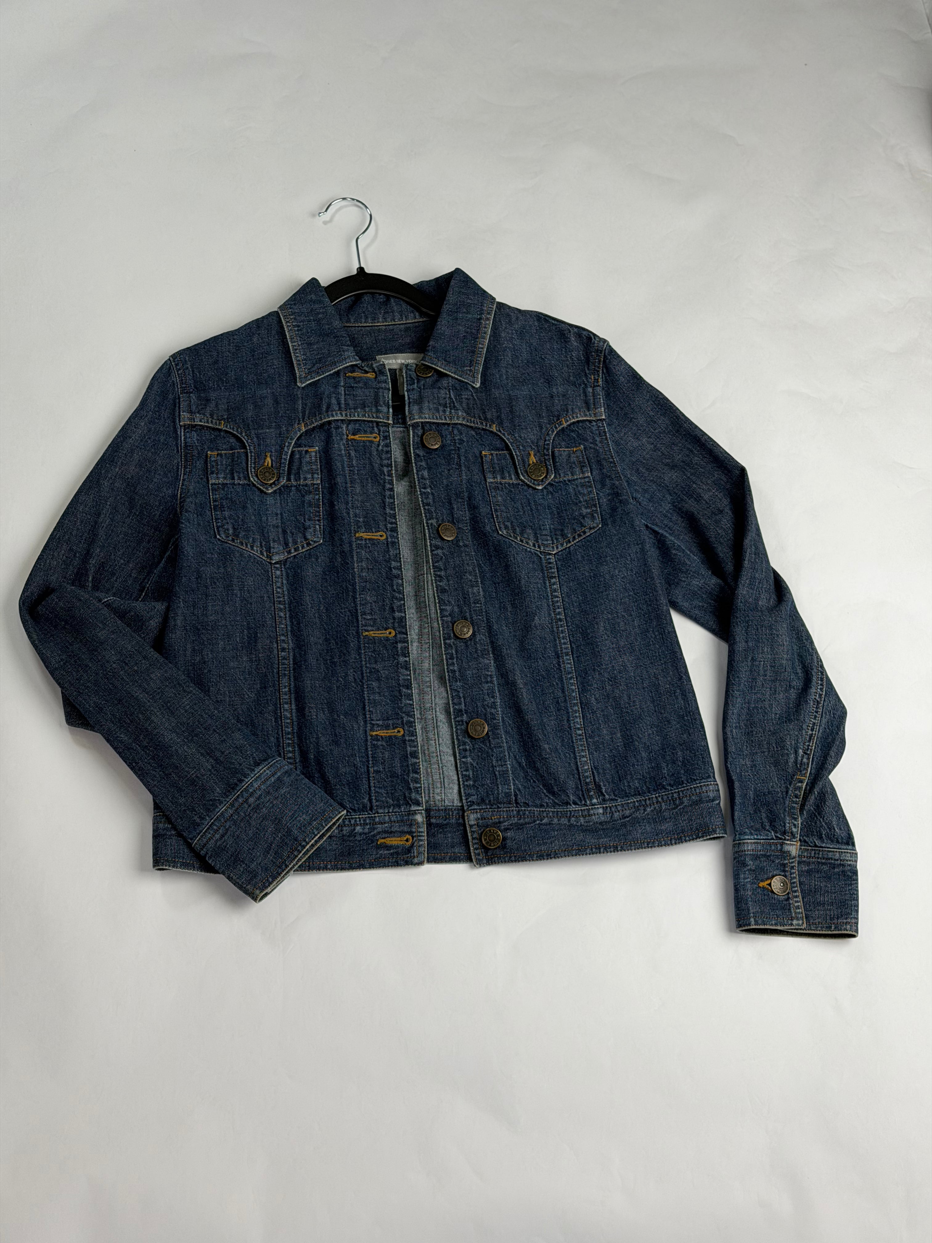 Jones New York Jeans Dark Wash cropped denim trucker jacket