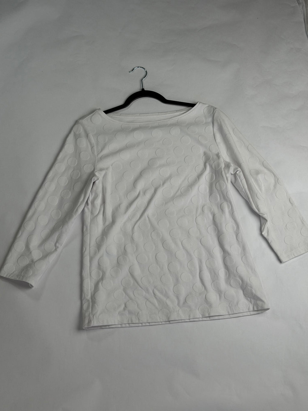 Talbots White textured dot boatneck tee