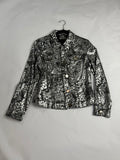 Berek Silver + Black foiled animal print denim jacket